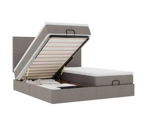 Osmaņu Gultas Rāmis Ar Matračiem Pelēkbrūns 180X200Cm Audums Vidaxl