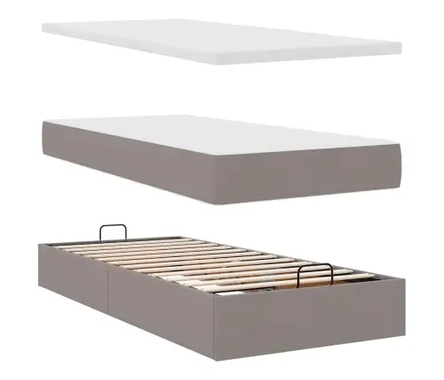 Osmaņu Gultas Rāmis Ar Matračiem Pelēkbrūns 180X200Cm Audums Vidaxl