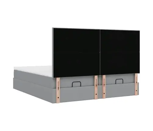 Osmaņu Gultas Rāmis Ar Matračiem Gaiši Pelēks 200X200Cm Audums Vidaxl