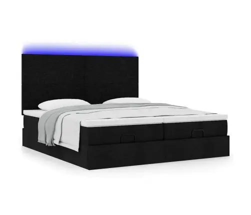 Osmanų Lovos Rėmas Su Čiužiniais, Juodas, 200X200cm Audinys