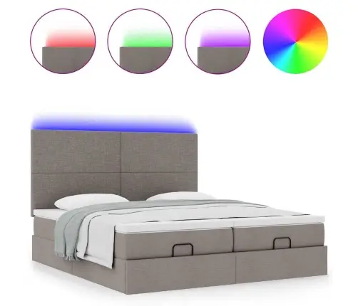 Osmaņu Gultas Rāmis Ar Matračiem Pelēkbrūns 200X200Cm Audums Vidaxl