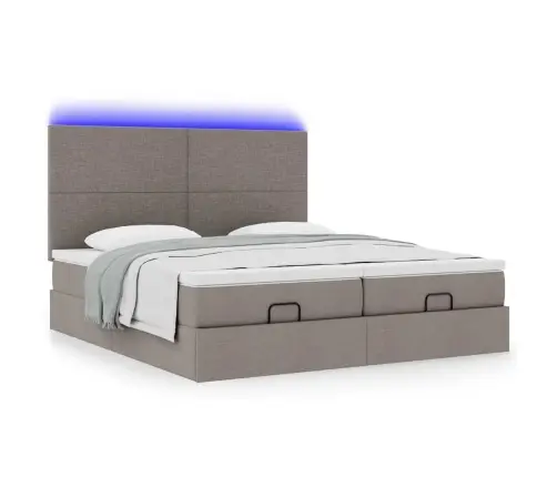 Osmaņu Gultas Rāmis Ar Matračiem Pelēkbrūns 200X200Cm Audums Vidaxl