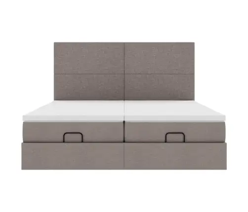 Osmaņu Gultas Rāmis Ar Matračiem Pelēkbrūns 200X200Cm Audums Vidaxl