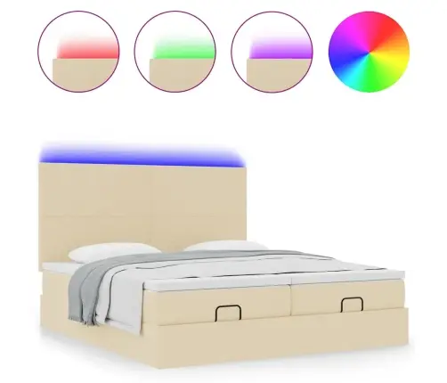 Ottomani Voodiraam Madratsitega, Kreemjas, 200X200cm Kangas