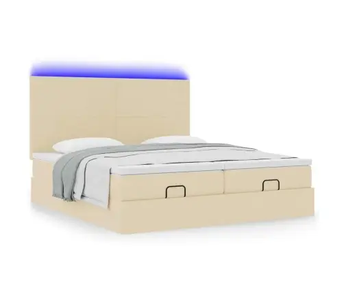 Ottomani Voodiraam Madratsitega, Kreemjas, 200X200cm Kangas