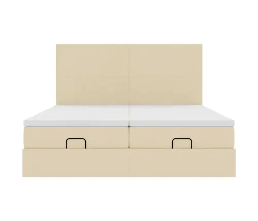 Ottomani Voodiraam Madratsitega, Kreemjas, 200X200cm Kangas