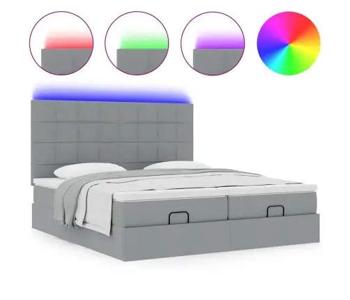 Osmaņu Gultas Rāmis Ar Matračiem Gaiši Pelēks 160X200Cm Audums Vidaxl