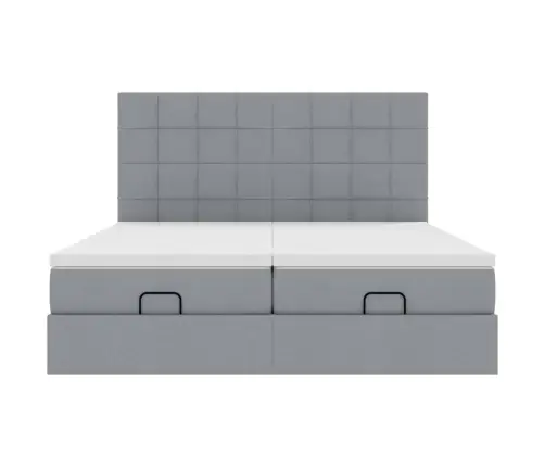 Osmaņu Gultas Rāmis Ar Matračiem Gaiši Pelēks 160X200Cm Audums Vidaxl