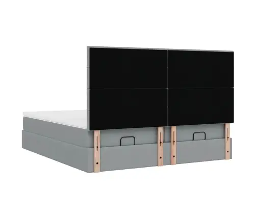 Osmaņu Gultas Rāmis Ar Matračiem Gaiši Pelēks 160X200Cm Audums Vidaxl