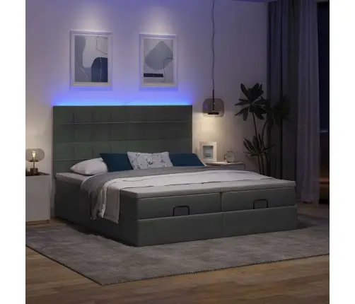 Osmaņu Gultas Rāmis Ar Matračiem Tumši Pelēks 160X200Cm Audums Vidaxl