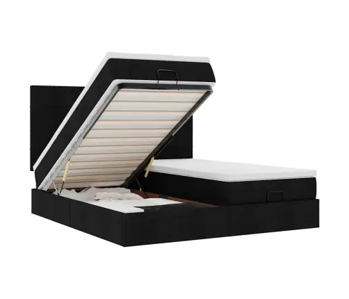 Osmanų Lovos Rėmas Su Čiužiniais, Juodas, 160X200cm Audinys