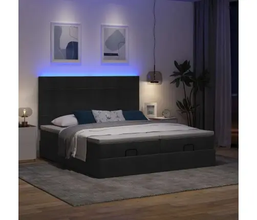 Osmanų Lovos Rėmas Su Čiužiniais, Juodas, 160X200cm Audinys