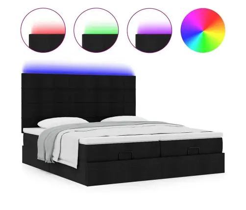 Osmanų Lovos Rėmas Su Čiužiniais, Juodas, 160X200cm Audinys