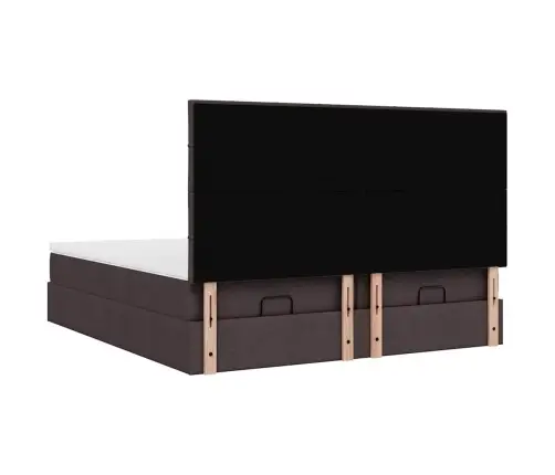 Osmaņu Gultas Rāmis Ar Matračiem Tumši Brūns 160X200Cm Audums Vidaxl