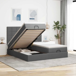Osmaņu Gultas Rāmis Ar Matračiem Tumši Pelēks 180X200Cm Audums Vidaxl