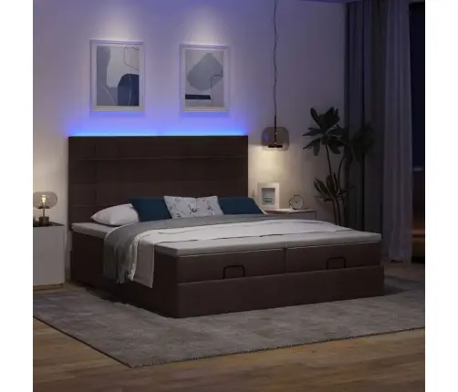 Osmaņu Gultas Rāmis Ar Matračiem Tumši Brūns 180X200Cm Audums Vidaxl