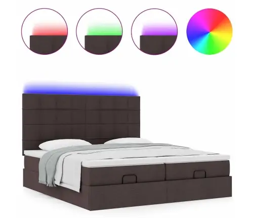 Osmaņu Gultas Rāmis Ar Matračiem Tumši Brūns 180X200Cm Audums Vidaxl