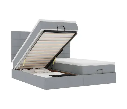 Osmaņu Gultas Rāmis Ar Matračiem Gaiši Pelēks 200X200Cm Audums Vidaxl