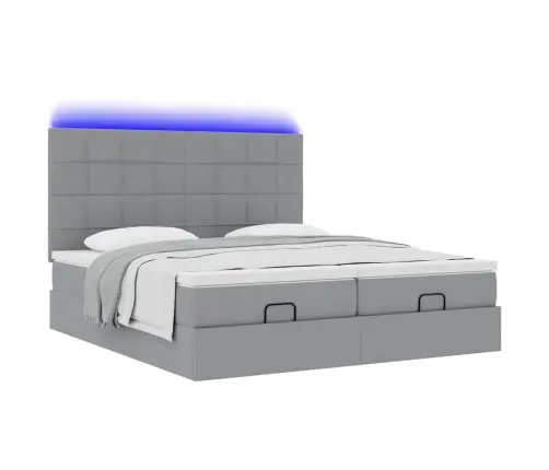 Osmaņu Gultas Rāmis Ar Matračiem Gaiši Pelēks 200X200Cm Audums Vidaxl