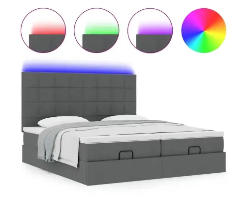 Osmanų Lovos Rėmas Su Čiužiniais, Pilkas, 200X200cm Audinys