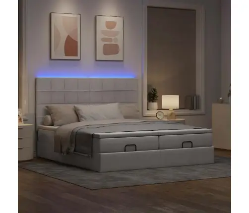 Osmaņu Gultas Rāmis Ar Matračiem Pelēkbrūns 200X200Cm Audums Vidaxl