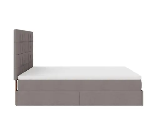 Osmaņu Gultas Rāmis Ar Matračiem Pelēkbrūns 200X200Cm Audums Vidaxl