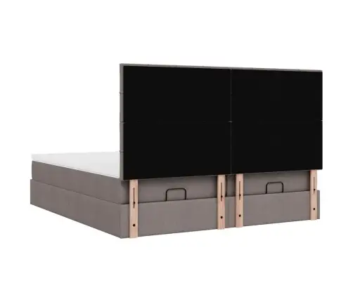 Osmaņu Gultas Rāmis Ar Matračiem Pelēkbrūns 200X200Cm Audums Vidaxl