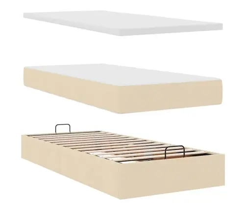 Osmaņu Gultas Rāmis Ar Matračiem Krēmkrāsas 200X200Cm Audums Vidaxl