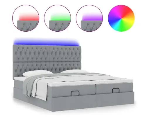 Osmaņu Gultas Rāmis Ar Matračiem Gaiši Pelēks 160X200Cm Audums Vidaxl