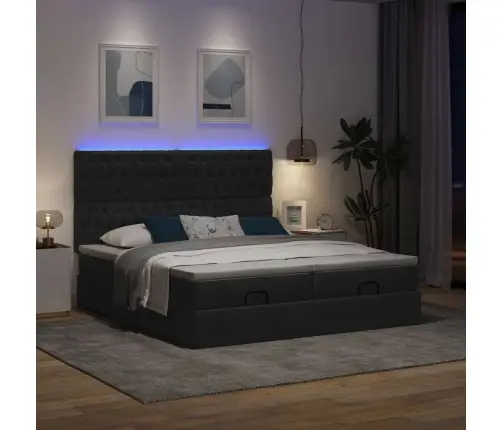 Osmaņu Gultas Rāmis Ar Matračiem Melns 160X200Cm Audums Vidaxl