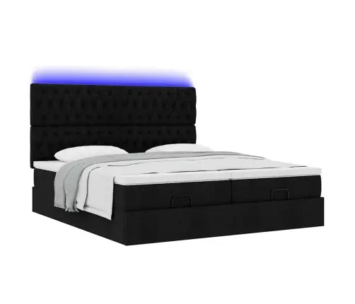 Osmaņu Gultas Rāmis Ar Matračiem Melns 160X200Cm Audums Vidaxl