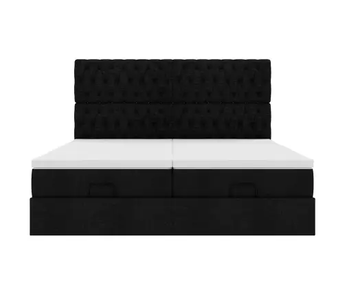 Osmaņu Gultas Rāmis Ar Matračiem Melns 160X200Cm Audums Vidaxl