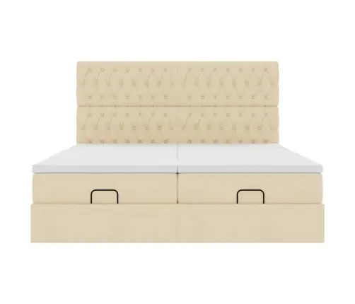 Osmaņu Gultas Rāmis Ar Matračiem Krēmkrāsas 160X200Cm Audums Vidaxl