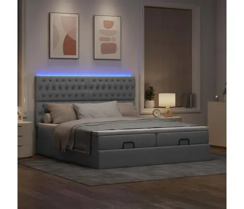 Osmaņu Gultas Rāmis Ar Matračiem Gaiši Pelēks 180X200Cm Audums Vidaxl