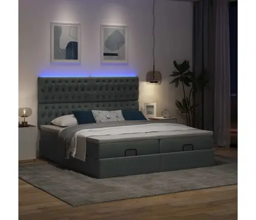 Ottomani Voodiraam Madratsitega, Tumehall, 180X200cm Kangas