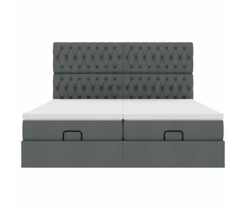 Ottomani Voodiraam Madratsitega, Tumehall, 180X200cm Kangas