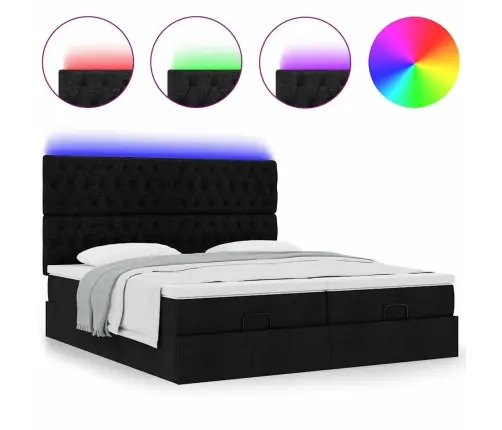 Osmaņu Gultas Rāmis Ar Matračiem Melns 180X200Cm Audums Vidaxl