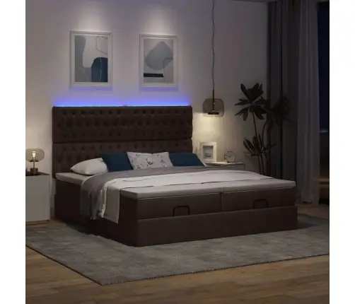 Ottomani Voodiraam Madratsitega, Tumepruun, 180X200cm Kangas