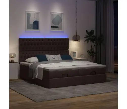 Osmaņu Gultas Rāmis Ar Matračiem Tumši Brūns 200X200Cm Audums Vidaxl
