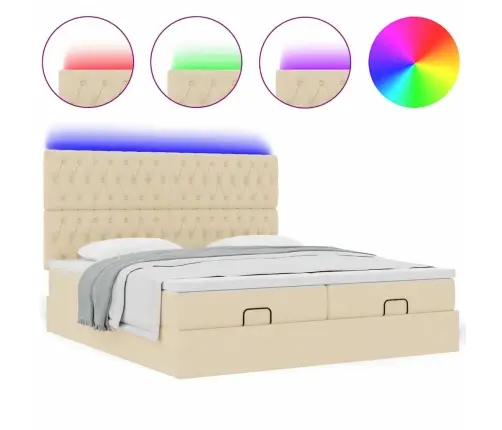 Ottomani Voodiraam Madratsitega, Kreemjas, 200X200cm Kangas