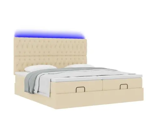 Ottomani Voodiraam Madratsitega, Kreemjas, 200X200cm Kangas