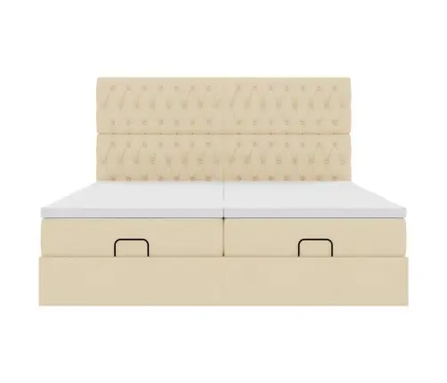 Ottomani Voodiraam Madratsitega, Kreemjas, 200X200cm Kangas