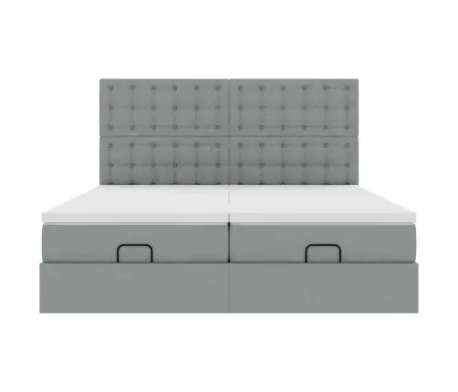 Osmaņu Gultas Rāmis Ar Matračiem Gaiši Pelēks 160X200Cm Audums Vidaxl