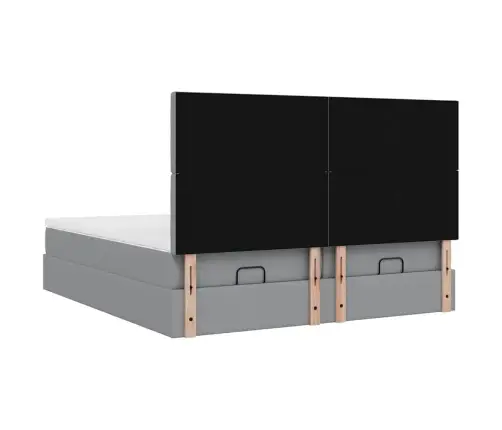 Osmaņu Gultas Rāmis Ar Matračiem Gaiši Pelēks 160X200Cm Audums Vidaxl