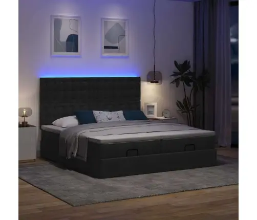 Osmanų Lovos Rėmas Su Čiužiniais, Juodas, 160X200cm Audinys