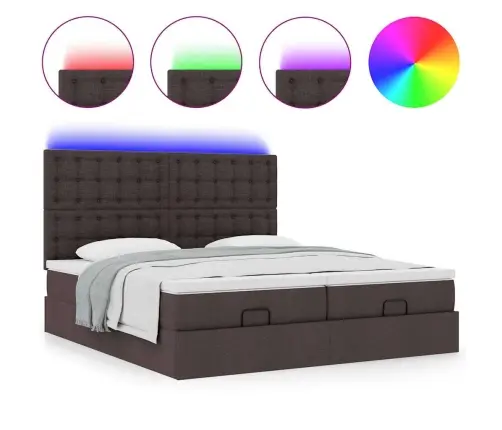 Ottomani Voodiraam Madratsitega, Tumepruun, 160X200cm Kangas