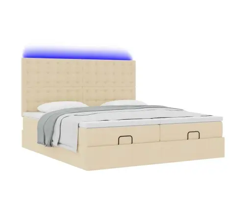 Osmanų Lovos Rėmas Su Čiužiniais, Kreminis, 160X200cm Audinys