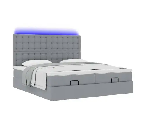 Osmaņu Gultas Rāmis Ar Matračiem Gaiši Pelēks 180X200Cm Audums Vidaxl