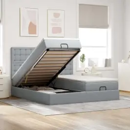 Osmaņu Gultas Rāmis Ar Matračiem Gaiši Pelēks 180X200Cm Audums Vidaxl