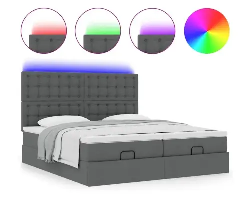 Osmaņu Gultas Rāmis Ar Matračiem Tumši Pelēks 180X200Cm Audums Vidaxl